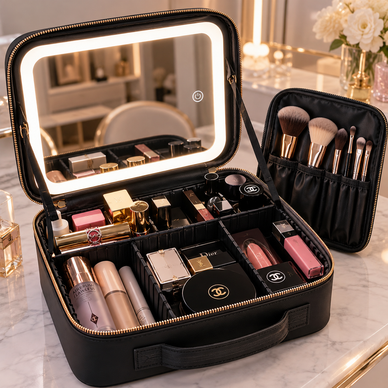 HomeGlam GlowCase™ | Beauty Case Porta Trucchi con Specchio LED